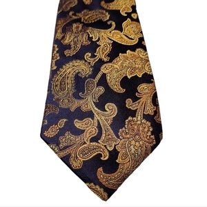Paul Fredrick Men's Paisley Iridescent and Gold Tie Pre Owned Condition
